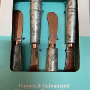 Copper and Galvanized Cheese Knives Set
